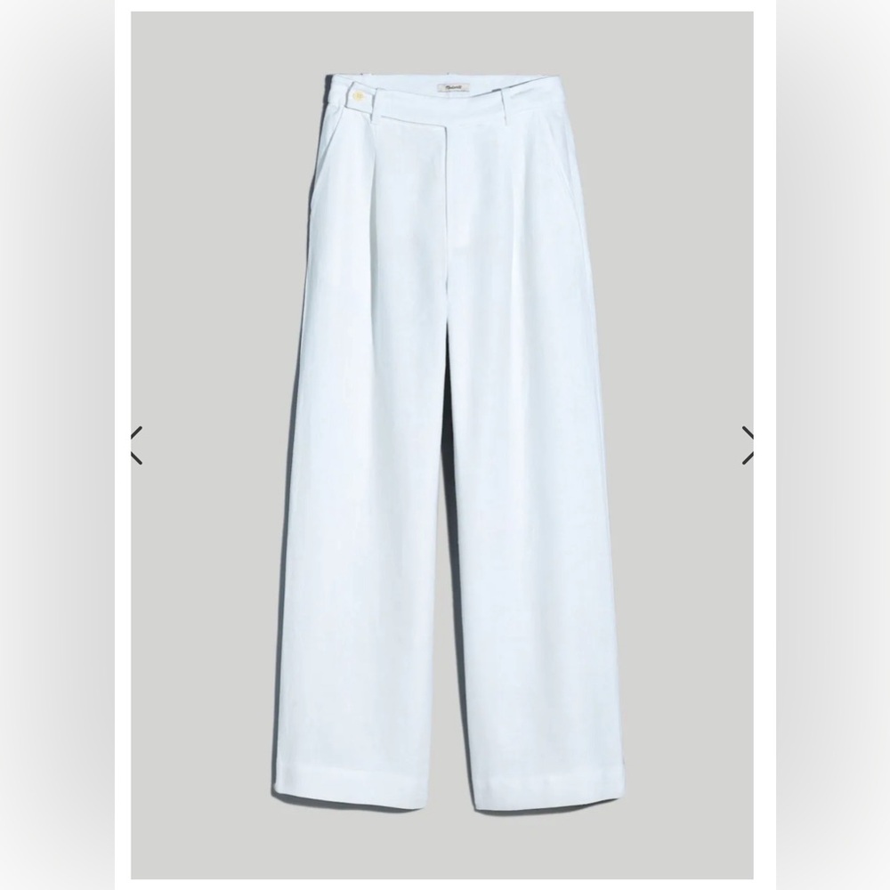 Madewell Harlow Wide-Leg Pant in 100% Linen White Size 0 SLIGHTLY HEMMED